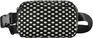 ALAZA Polka Dot Black White Waist Packs Spot Belt Bag Crossbody Bag Fanny Pack Pouch for Men Women Hiking Running Cycling Traveling