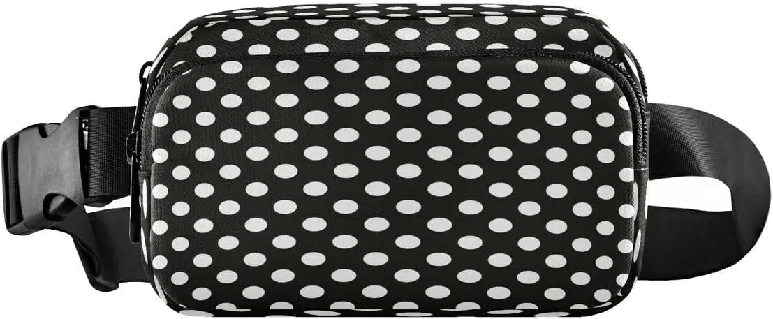 ALAZA Polka Dot Black White Waist Packs Spot Belt Bag Crossbody Bag Fanny Pack Pouch for Men Women Hiking Running Cycling Traveling