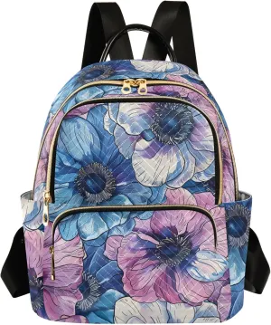 ALAZA Travel Backpack Purse for Women Fashion Anti-theft Work Casual Anemone Flower Daypack Shoulder Bag Medium Size