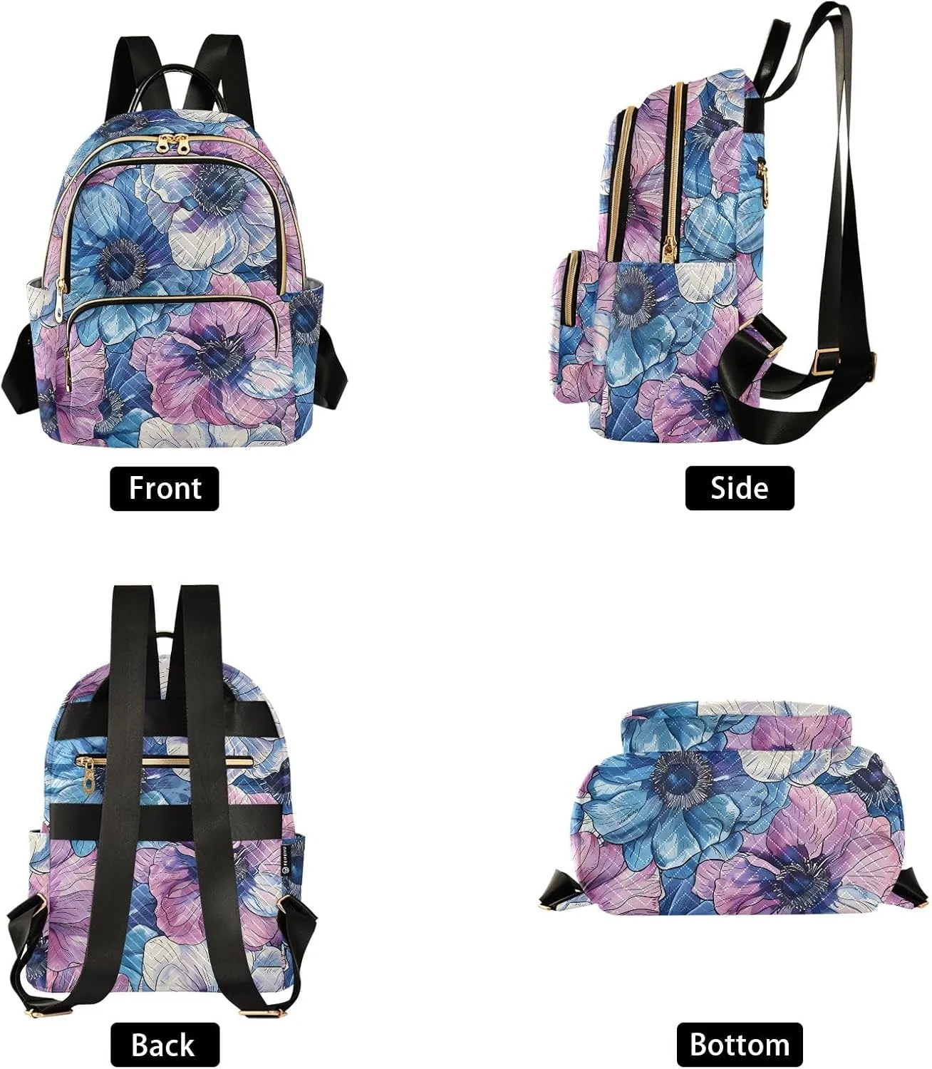 ALAZA Travel Backpack Purse for Women Fashion Anti-theft Work Casual Anemone Flower Daypack Shoulder Bag Medium Size