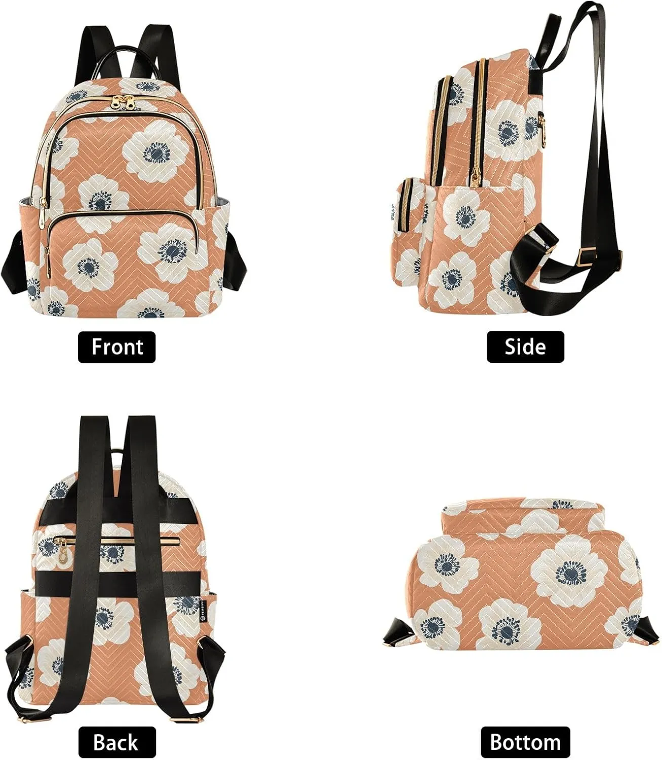 ALAZA Travel Backpack Purse for Women Fashion Anti-theft Work Casual Anemone Flowers Orange Daypack Shoulder Bag Medium Size
