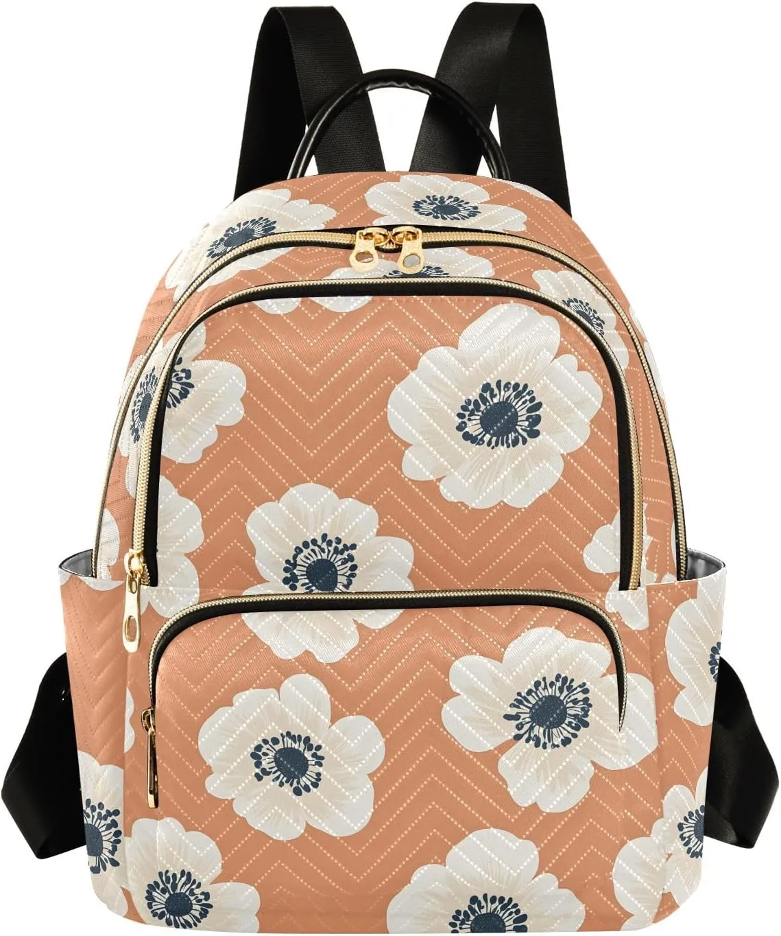 ALAZA Travel Backpack Purse for Women Fashion Anti-theft Work Casual Anemone Flowers Orange Daypack Shoulder Bag Medium Size