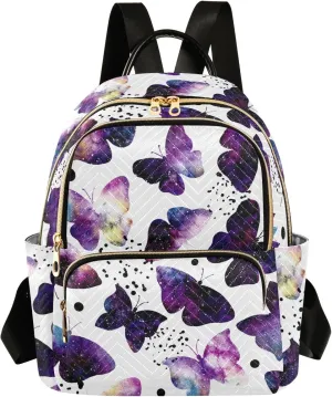 ALAZA Travel Backpack Purse for Women Fashion Anti-theft Work Casual Butterflies Watercolor Galaxy Daypack Shoulder Bag Medium Size