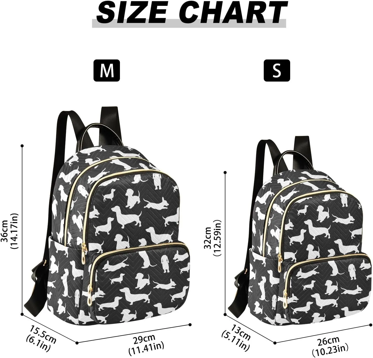 ALAZA Travel Backpack Purse for Women Fashion Anti-theft Work Casual Dachshund Dog Cartoon Black Daypack Shoulder Bag Medium Size