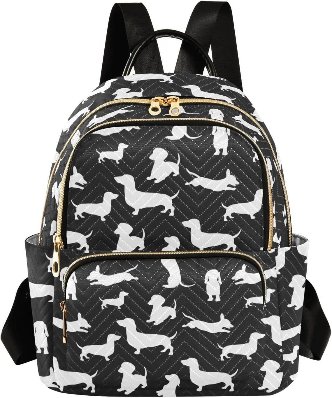 ALAZA Travel Backpack Purse for Women Fashion Anti-theft Work Casual Dachshund Dog Cartoon Black Daypack Shoulder Bag Medium Size