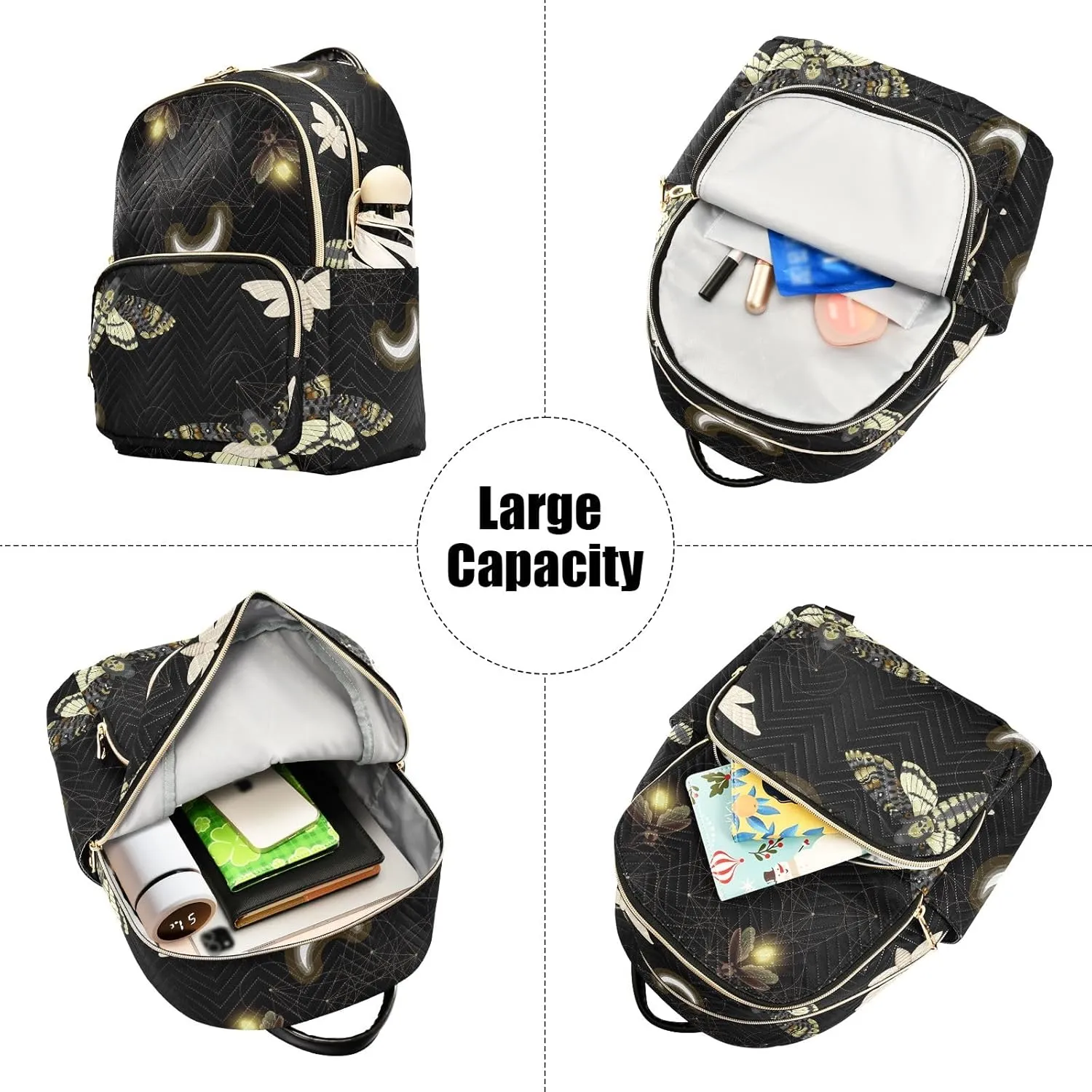 ALAZA Travel Backpack Purse for Women Fashion Anti-theft Work Casual Death Moth Butterfly Daypack Shoulder Bag Medium Size