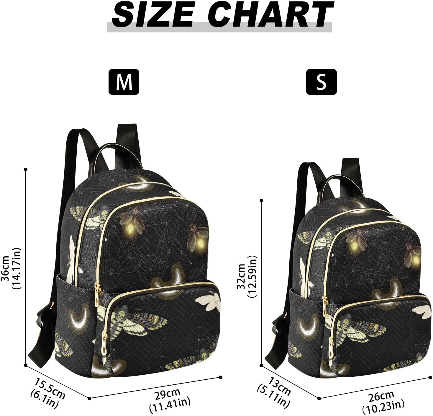 ALAZA Travel Backpack Purse for Women Fashion Anti-theft Work Casual Death Moth Butterfly Daypack Shoulder Bag Medium Size