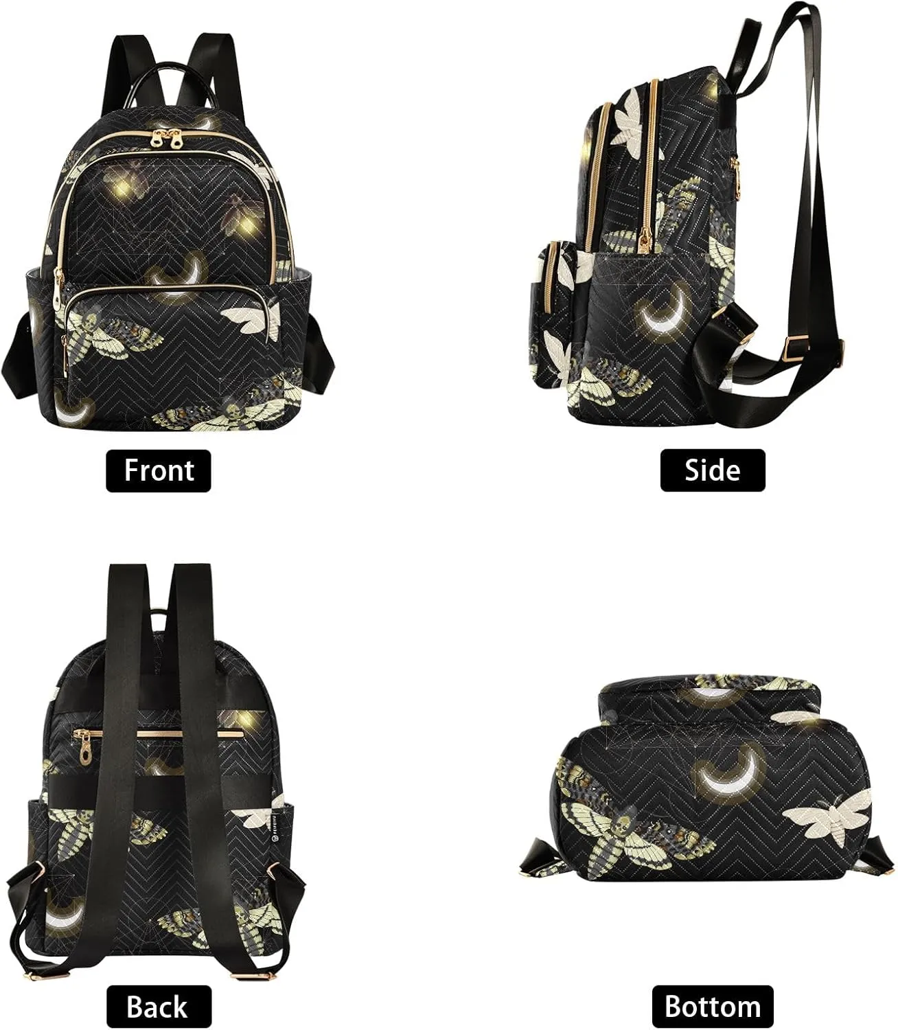 ALAZA Travel Backpack Purse for Women Fashion Anti-theft Work Casual Death Moth Butterfly Daypack Shoulder Bag Medium Size