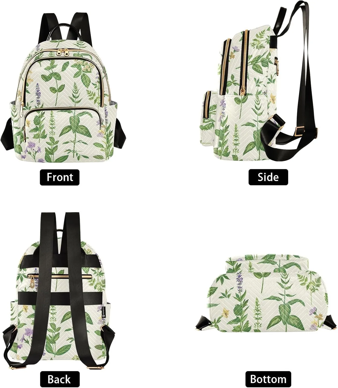 ALAZA Travel Backpack Purse for Women Fashion Anti-theft Work Casual Herbal Herbaceous Daypack Shoulder Bag Medium Size