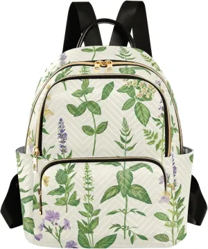 ALAZA Travel Backpack Purse for Women Fashion Anti-theft Work Casual Herbal Herbaceous Daypack Shoulder Bag Medium Size