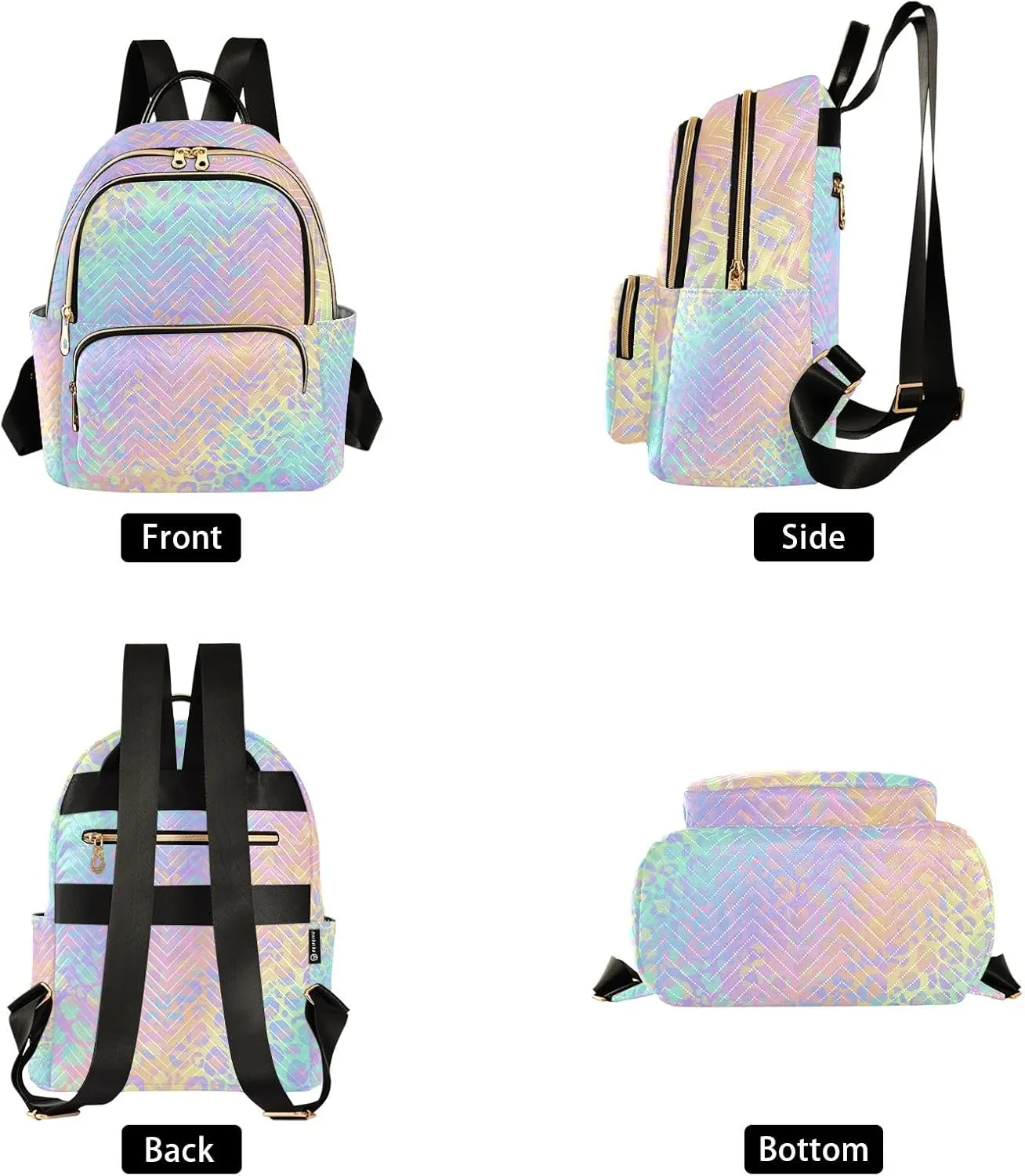 ALAZA Travel Backpack Purse for Women Fashion Anti-theft Work Casual Rainbow Leopard Cheetah Daypack Shoulder Bag Medium