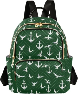 ALAZA Travel Backpack Purse for Women Fashion Anti-theft Work Casual Sea Gull Green Bird Daypack Shoulder Bag Medium Size