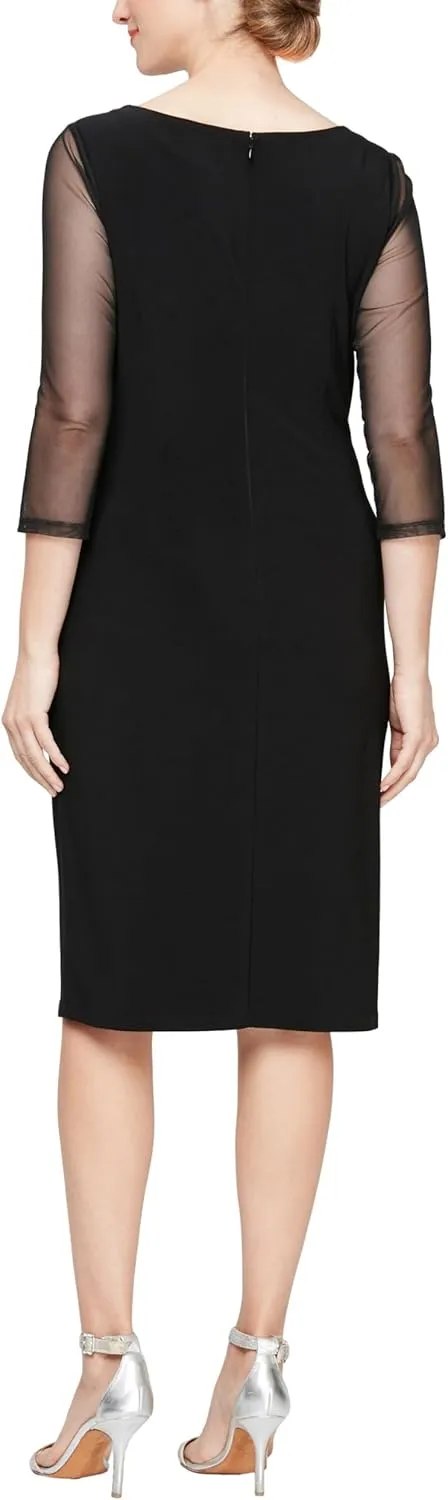 Alex Evenings Women's Short Shift Dress with Embellished Illusion Detail