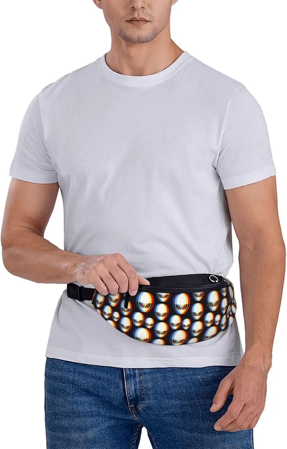 alien abstract fashion Fashion casual fanny pack waist bag men women adjustable belt waist bag for travel hiking cycling running festival carnival
