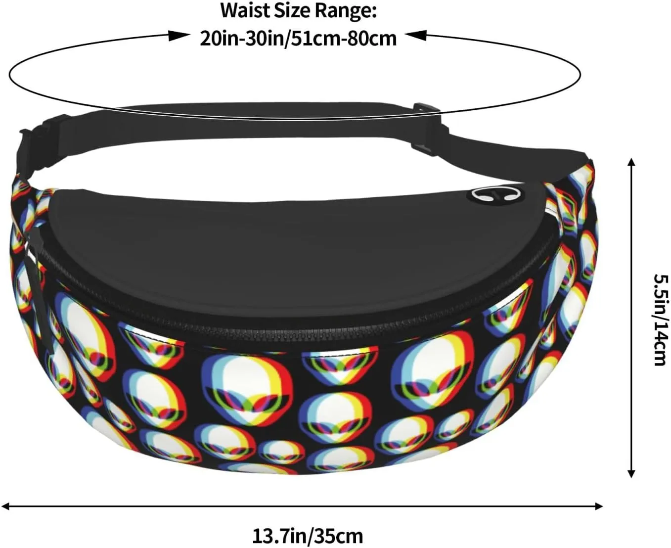 alien abstract fashion Fashion casual fanny pack waist bag men women adjustable belt waist bag for travel hiking cycling running festival carnival