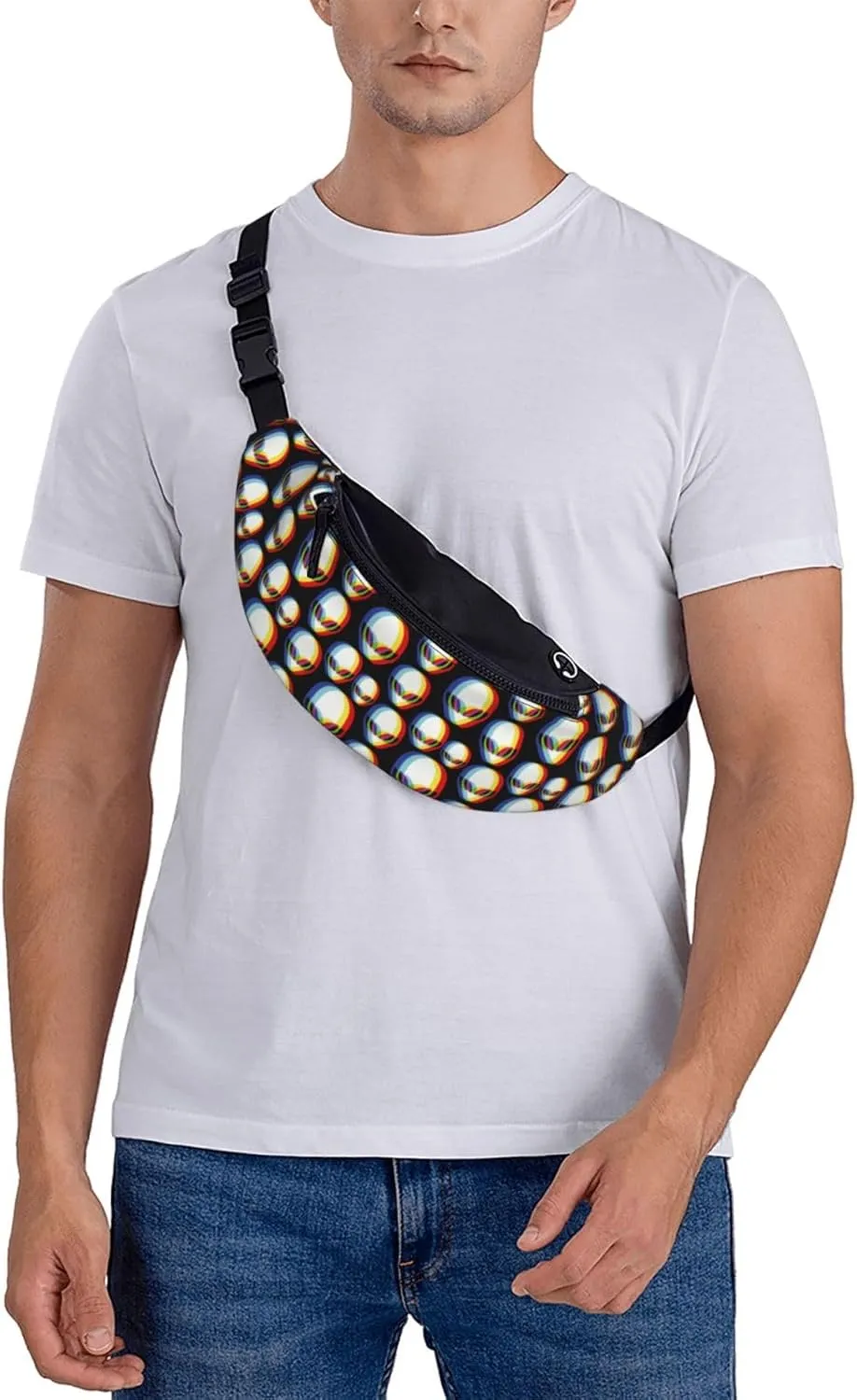 alien abstract fashion Fashion casual fanny pack waist bag men women adjustable belt waist bag for travel hiking cycling running festival carnival
