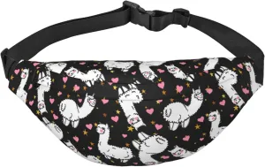 Alpaca Llama Large Crossbody Fanny Pack Belt Bag With 3 Zipper Pockets, Gifts For Sports Festival Workout Traveling Running Casual Hands Free Waist Pack Wallets Phone Bag