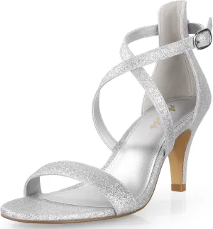 Ankis Nude Gold Black Heels Strappy Heels for Women 3 Inch Stiletto Open Toe Sandals for Wedding Evening Party Homecoming