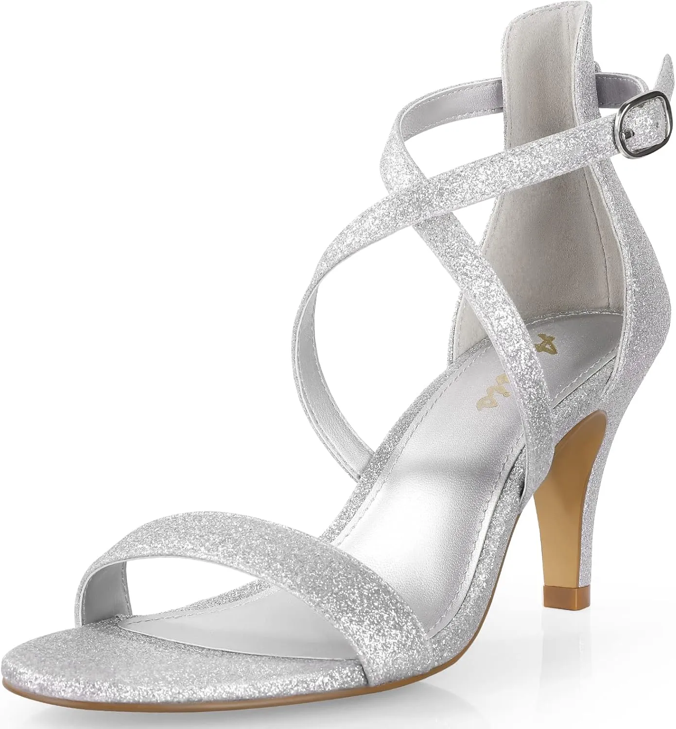 Ankis Nude Gold Black Heels Strappy Heels for Women 3 Inch Stiletto Open Toe Sandals for Wedding Evening Party Homecoming