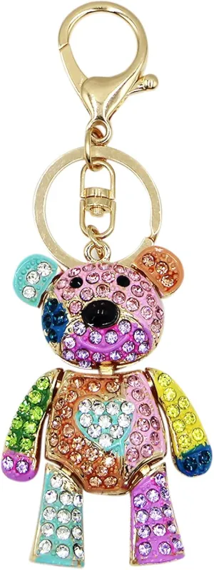 ANKOMINA Women Girl Crystal Rhinestone Keychain Sparkling Key Ring Charm Purse Pendant Handbag Bag Decoration,Bear