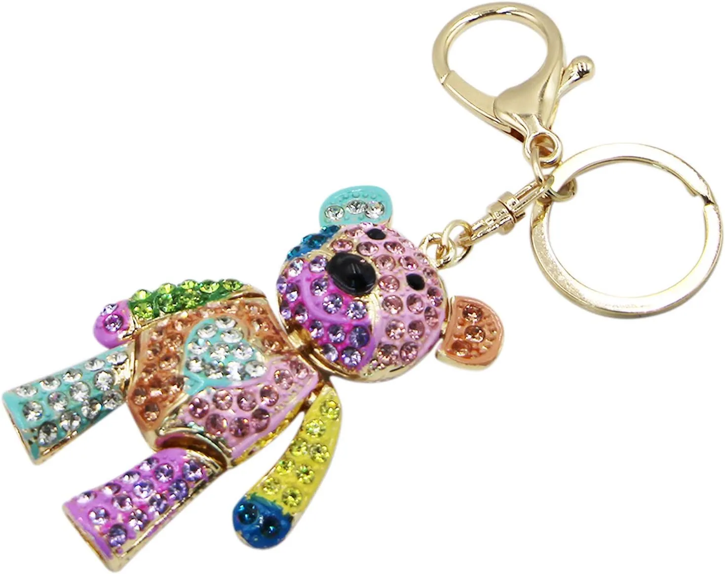 ANKOMINA Women Girl Crystal Rhinestone Keychain Sparkling Key Ring Charm Purse Pendant Handbag Bag Decoration,Bear