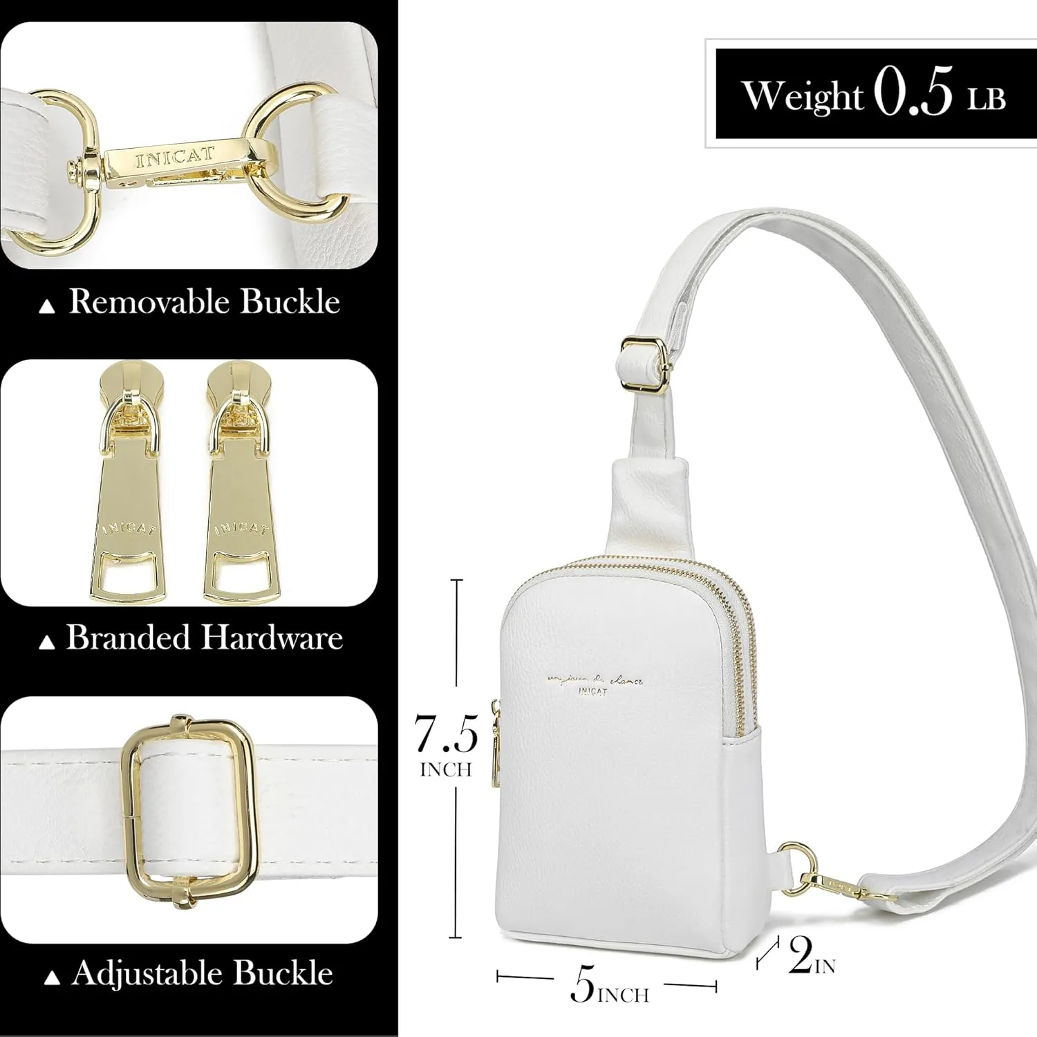 AOCINA INICAT Small Sling Bag Crossbody Vegan Leather Fanny Packs for Women Fashionable Chest Bag for Travel