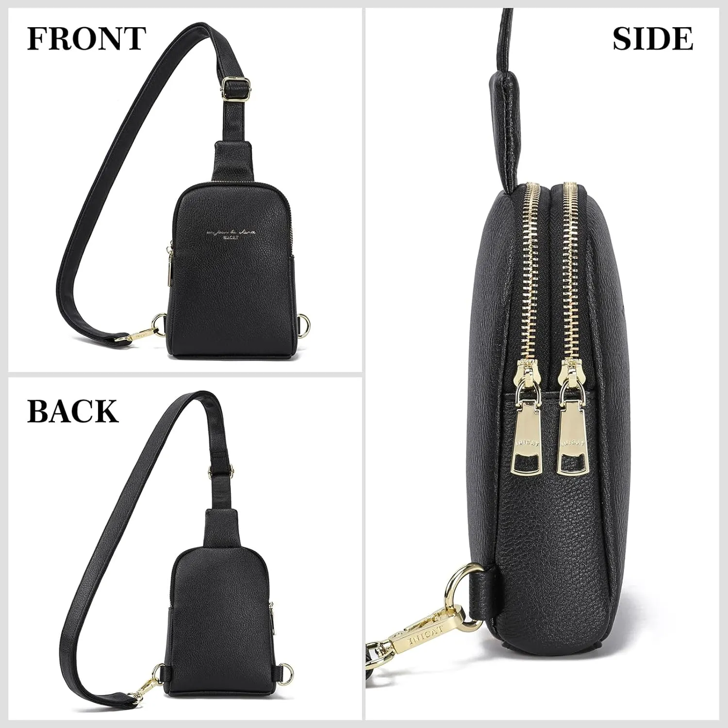 AOCINA INICAT Small Sling Bag Crossbody Vegan Leather Fanny Packs for Women Fashionable Chest Bag for Travel