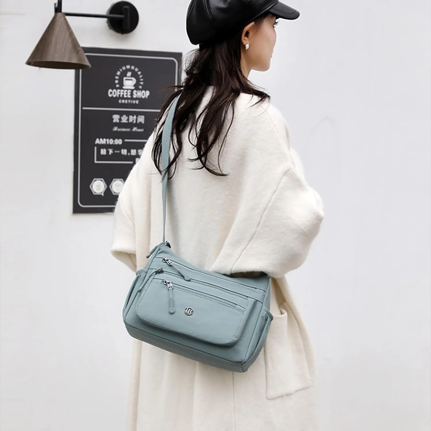 AOCINA Purses for Women Crossbody Bags Ladies Nylon Shoulder Handbag Messenger Bag Trendy Pocketbooks with Multi Pockets