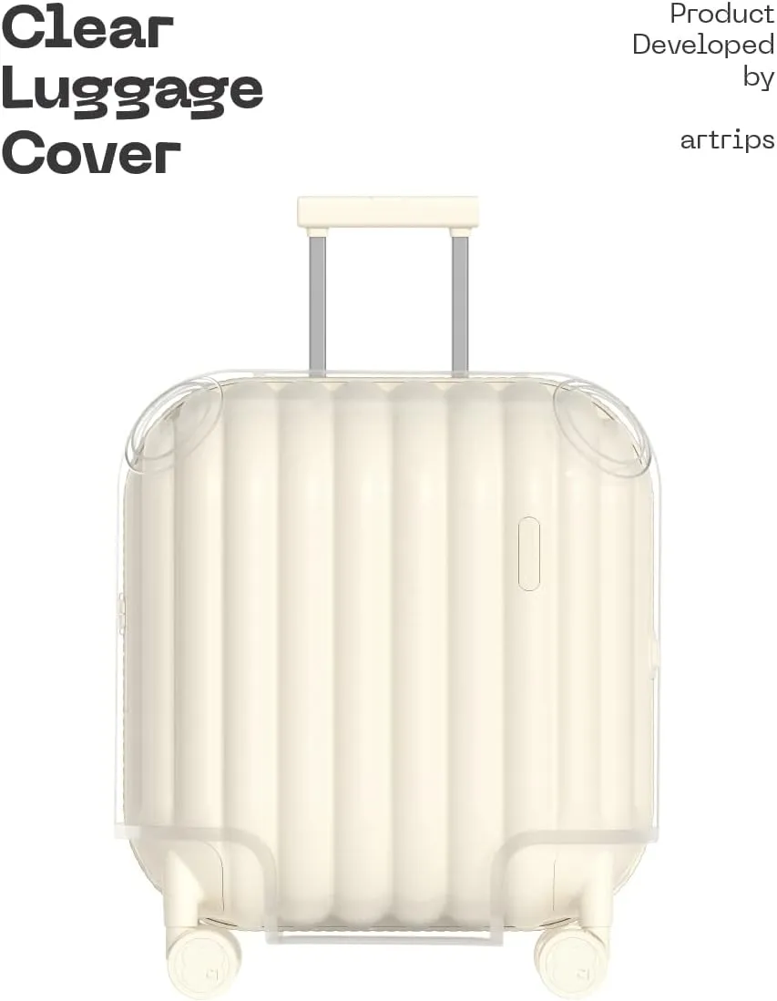 artrips) Luggage Cover Protectors-Clear Thickened PVC Bread Wheeled Suitcase (24 Inch)