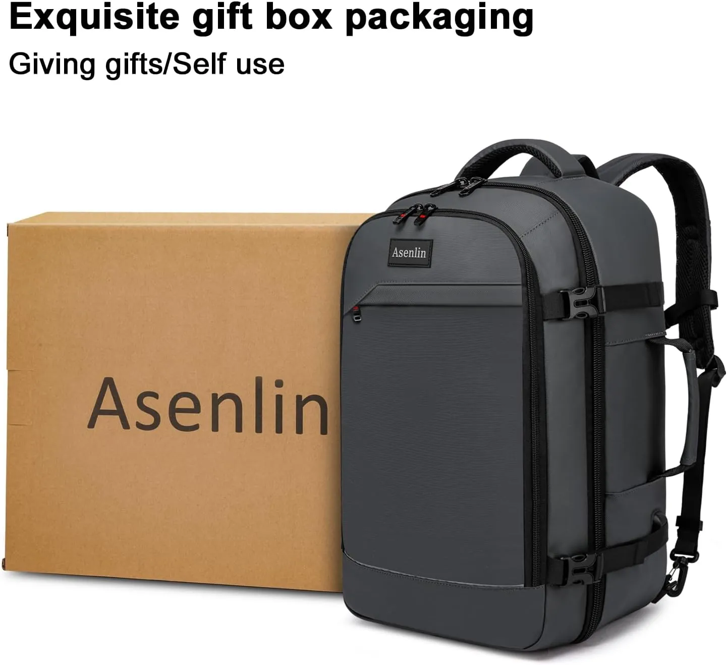 Asenlin 17 Inch Travel Laptop Backpack for Women Men，Business Travel Backpack Fit Flight Approved Water Resistant Computer Backpack Suitcase Backpack-DeepGrey
