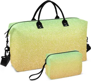 Aslsiy Travel Duffel Bags for Women Glitter Texture Sparkling Weekender Bags Sparkly Sports Duffel Bags Gym Bag with Toiletry Bag Carry on Overnight Bag
