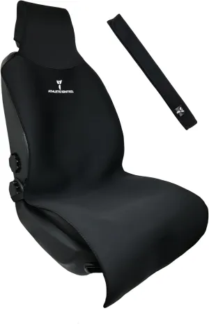 Athlete Ignited™ Universal Fit Waterproof and Sweatproof Seat Cover   Seat Belt Cover 22"X59" (Black)