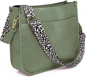 AUYOCO Vegan Leather Crossbody Bags for Women, Crossbody Purse with Guitar Strap Zipped Pockets Handbag Shoulder Bag