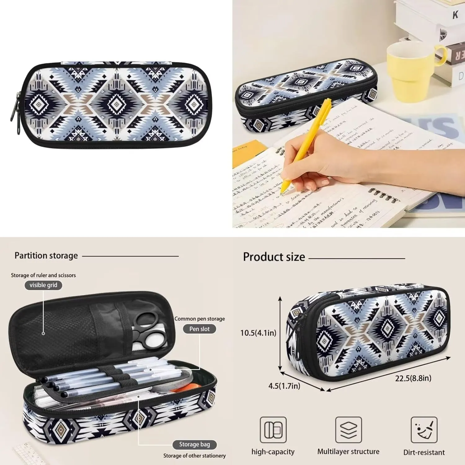 Aztec Boho School Bags for Teen Girls 10-12/12-14 Kids Backpack Set Middle School Students Bookbag Insulated Lunch Box Pencil Case Boys School Bag 17inch Back Pack Western Bagpack