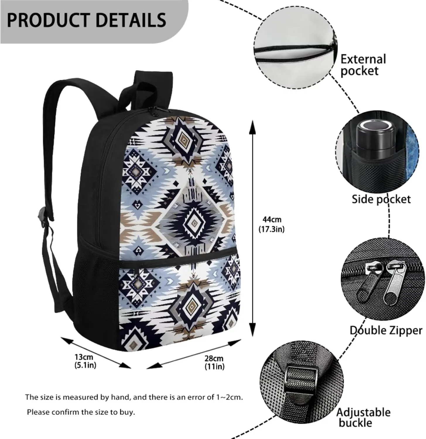 Aztec Boho School Bags for Teen Girls 10-12/12-14 Kids Backpack Set Middle School Students Bookbag Insulated Lunch Box Pencil Case Boys School Bag 17inch Back Pack Western Bagpack