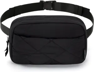BAGSMART Adjustable Fanny Pack Crossbody Belt Bag for Women, Waist Pack Purse for Travel Hiking Running Shopping, Quilted Black