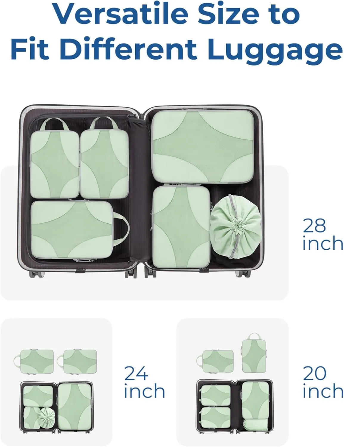 BAGSMART Compression Packing Cubes for Travel, Compressible Luggage Organizer for Cruise Ship, Lightweight Travel Essentials 6-Pack 1L 2M 2S 1Shoe Bag