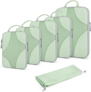BAGSMART Compression Packing Cubes for Travel, Compressible Luggage Organizer for Cruise Ship, Lightweight Travel Essentials 6-Pack 1L 2M 2S 1Shoe Bag