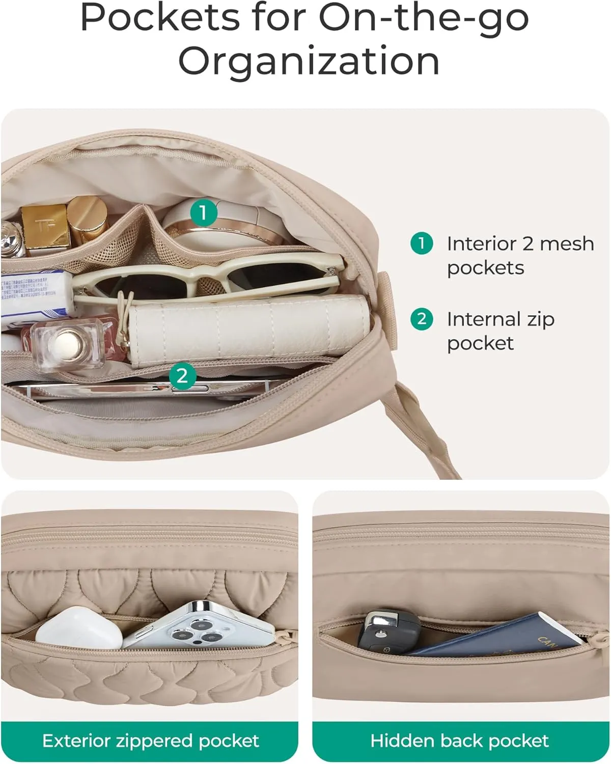 BAGSMART Fanny Packs for Women with Two Ways to Install the Adjustable Strap Lightweight Crossbody Belt Bag for Traveling Workout