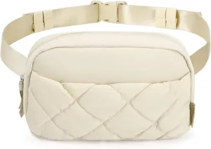 BAGSMART Puffy Fanny Packs for Women Crossbody Belt Bag with Adjustable Strap, Quilted Waist Pack Purse for Traveling Shopping Workout