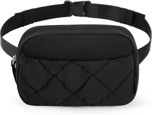 BAGSMART Puffy Fanny Packs for Women Crossbody Belt Bag with Adjustable Strap, Quilted Waist Pack Purse for Traveling Shopping Workout