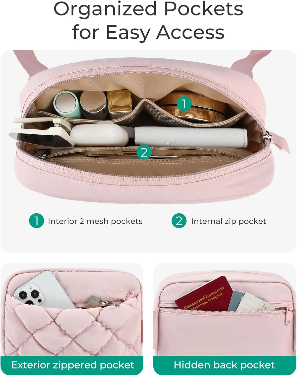 BAGSMART Puffy Fanny Packs for Women Crossbody Belt Bag with Adjustable Strap, Quilted Waist Pack Purse for Traveling Shopping Workout