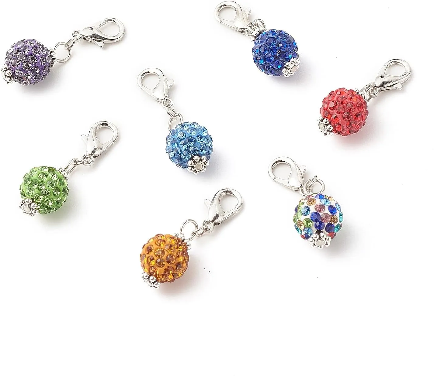 Ball Shape Leaf Coffee Cup Angel Wings Clip on Charms Zodiac Sign Word Sewing Theme Bread Fruit Evil Eyes Clasps Charms for Keychains Bag