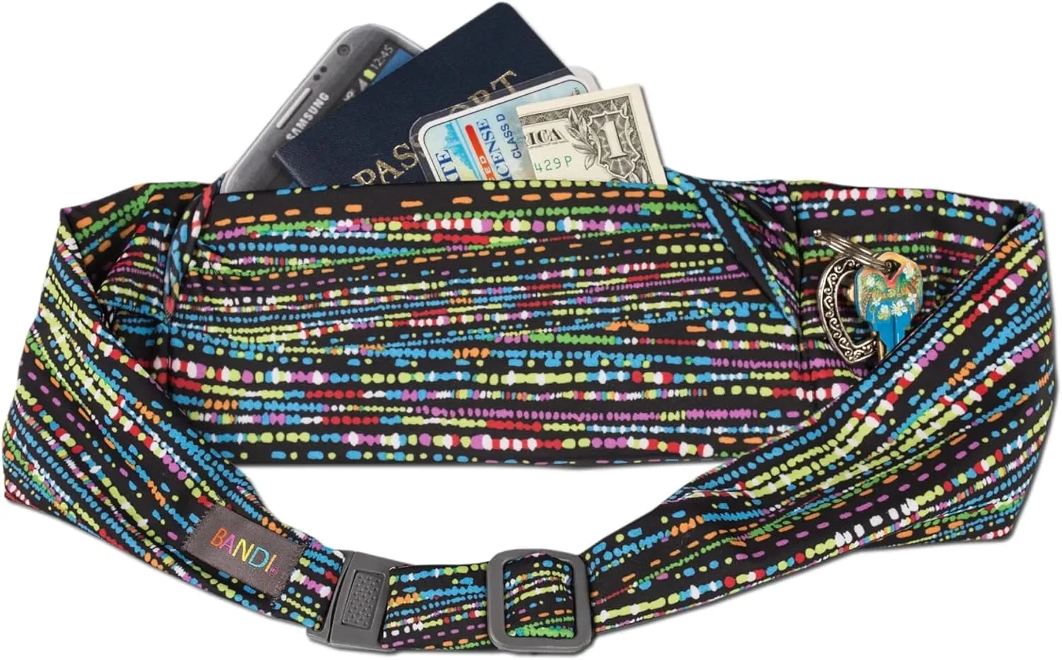 BANDI Plus Size Fanny Pack for Women - Travel-Ready Pocket Belt with Secure Hidden Money & Running Belt for Phone, Passport, Keys, & Medical Devices, Adjustable Fit, Comfortable (Confetti)