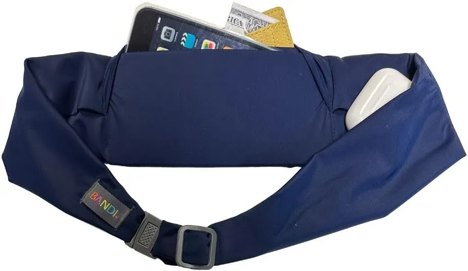 BANDI Plus Size Fanny Pack for Women - Travel-Ready Pocket Belt with Secure Hidden Money & Running Belt for Phone, Passport, Keys, & Medical Devices, Adjustable Fit, Comfortable (Navy Blue)