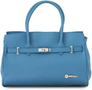 Baroncelli Leather Tote Handbag, Large Size with Gold Hardware, Multiple Compartments