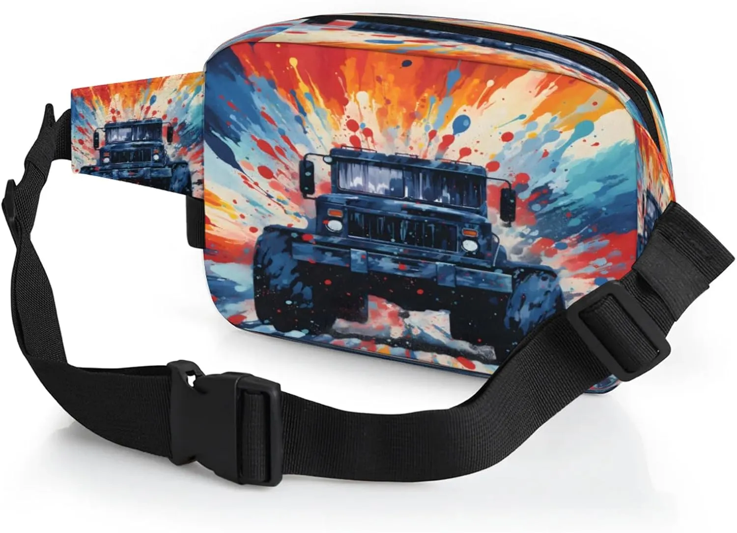 Battle Ride Waterproof Unisex Square Fanny Pack, Adjustable Waist Bag with Pockets, Sturdy Lightweight Crossbody Bag for Travel, Running, Hiking (9x6.1x2.5 Inches)