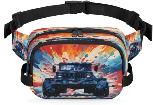 Battle Ride Waterproof Unisex Square Fanny Pack, Adjustable Waist Bag with Pockets, Sturdy Lightweight Crossbody Bag for Travel, Running, Hiking (9x6.1x2.5 Inches)