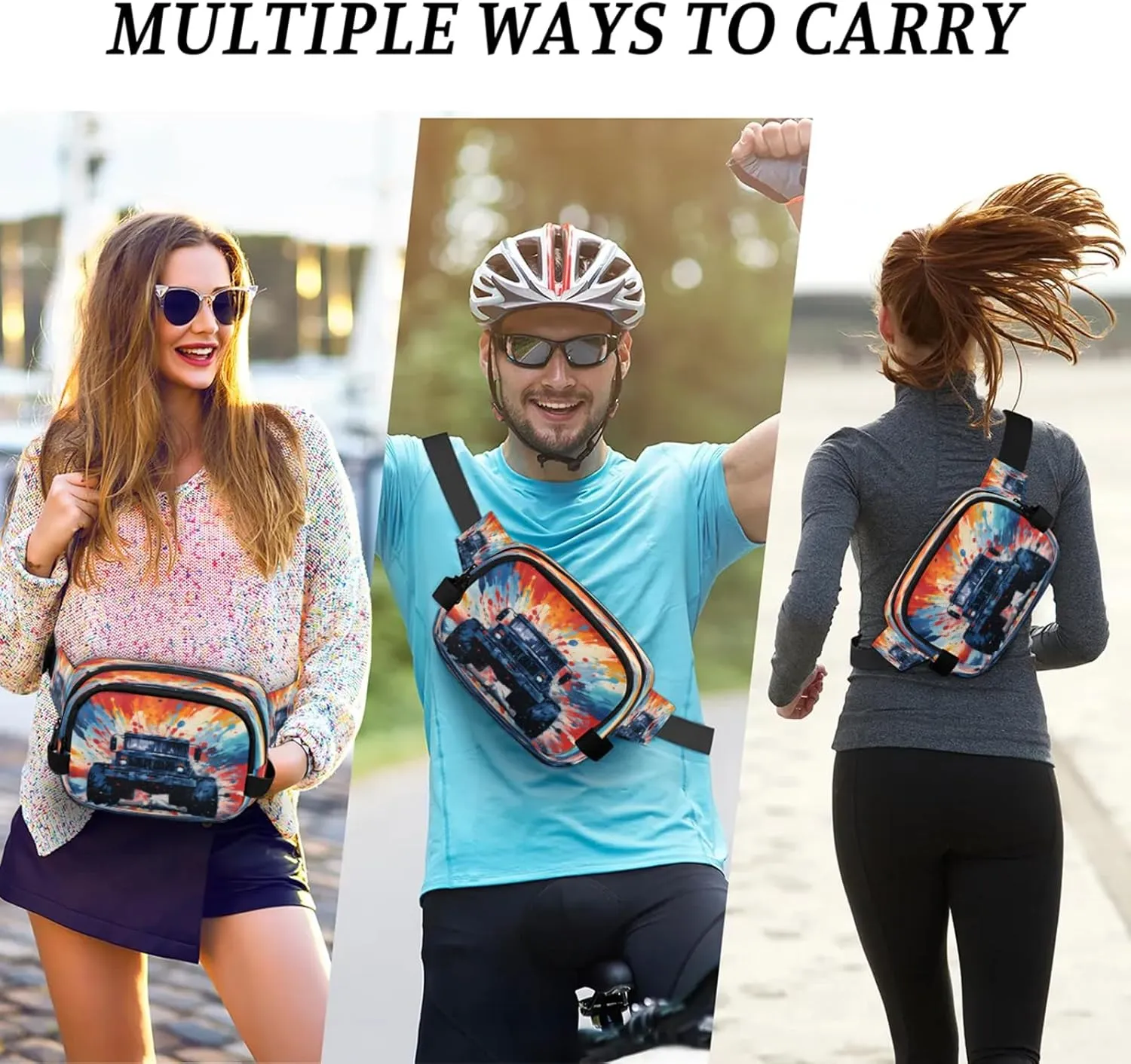 Battle Ride Waterproof Unisex Square Fanny Pack, Adjustable Waist Bag with Pockets, Sturdy Lightweight Crossbody Bag for Travel, Running, Hiking (9x6.1x2.5 Inches)