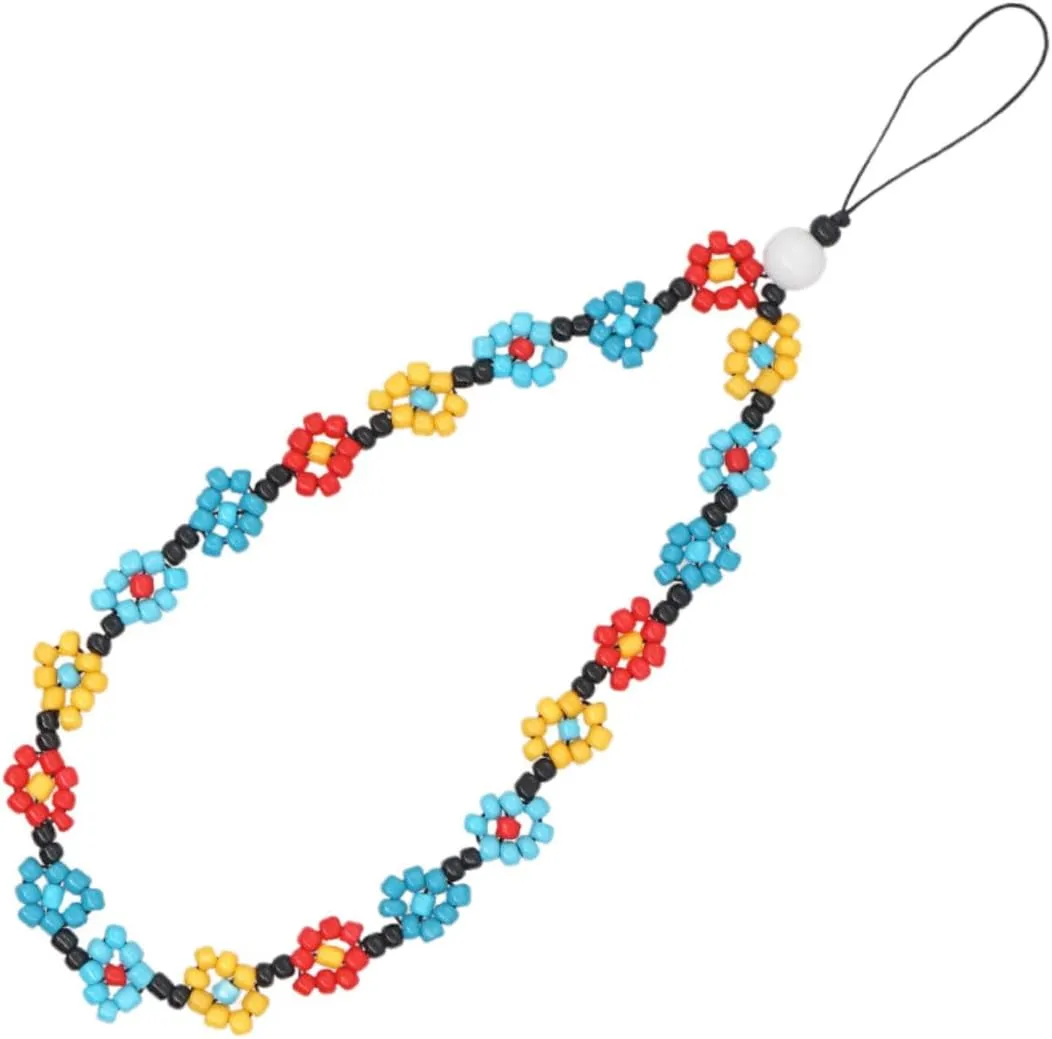 Beaded Cellphone Lanyard Fashion Phone Charm Wristband for Safety of Id Camera Mobile